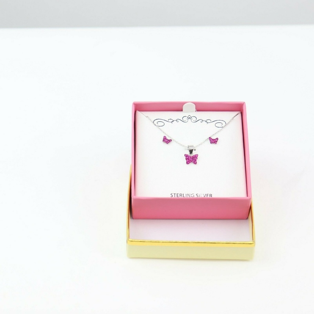 Macys Genuine Sterling Silver Butterfly Pendant St - Picture 3 of 4